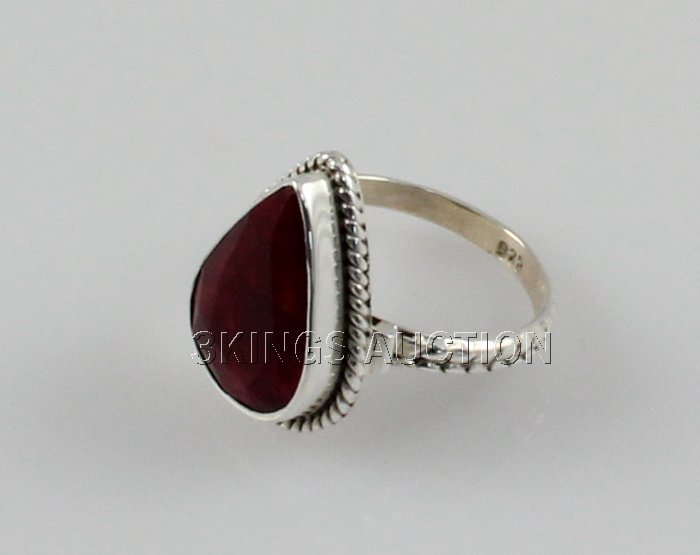27.98ctw Sterling Silver PearCut Ruby Beryl Ring: 27.98ctw Sterling Silver PearCut Ruby Beryl Ring **|**|** Fine Sterling Silver Pear Ring with Natural Ruby Gemstone size: 17.98x12.96mm; color: Red; ring size: 8.75; Stone Family: Beryl ; MSRP: $300