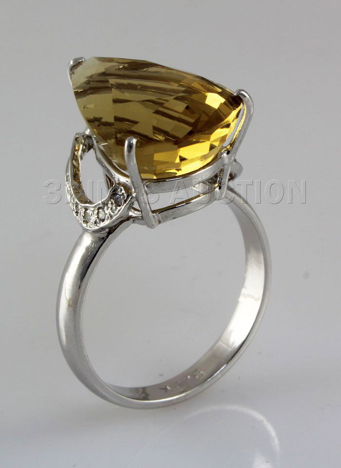 28.35CT Big Stone Yellow Topaz Silver Ring: 28.35CT Big Stone Yellow Topaz Silver Ring **|**|** 18x12mm Yellow Topaz with CZ Diamond Fashion Silver Ring; ring size 8.5 ; MSRP: $1200
