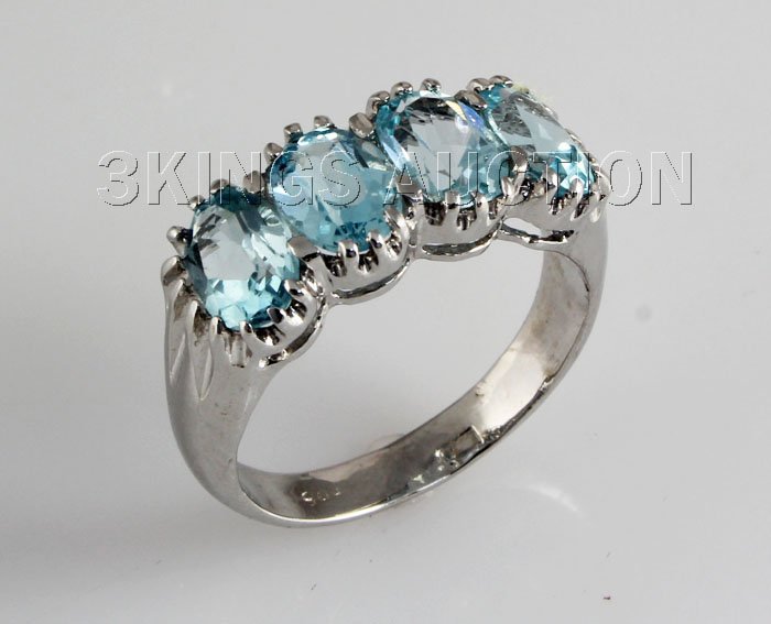 Pretty 22.72CTW Blue Zircon Silver Ring: Pretty 22.72CTW Blue Zircon Silver Ring **|**|** Sky Blue Zircon Gemstone Silver Ring; Size: 7x5mm; ctw: 5.80; stone count: 4; gram weight: 3.38; ring size: 7.5 ; MSRP: $1000