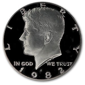 1982-S Kennedy Half Dollar Gem Proof: 1982-S Kennedy Half Dollar Gem Proof Product Id: 6100 Year: 1982 Grade: Proof Grade Service: None Denomination: 50 Cents Mint Mark: S - San Francisco Metal Content: 0 troy oz Pur