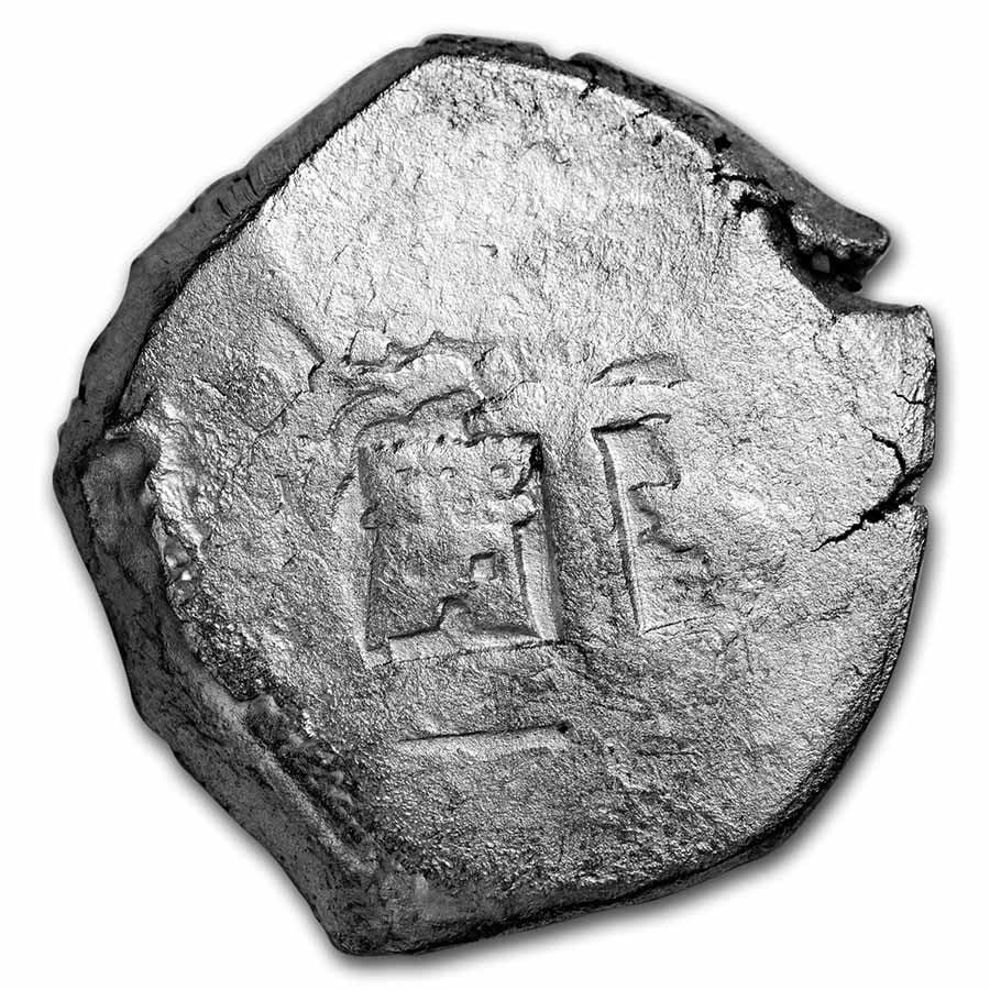 1726-1759 Spanish Empire Silver 8 Reales Cob VF/XF: 1726-1759 Spanish Empire Silver 8 Reales Cob VF/XF Product ID: 273739 Year: Varies Grade: Very Fine/Extra Fine Grade Service: None Denomination: 8 Reales Mint Mark: Varies Metal Content: