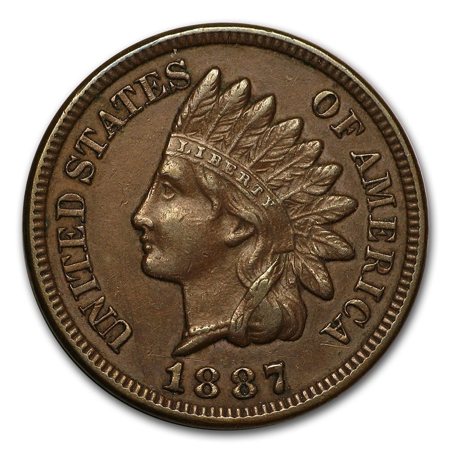 1887 Indian Head Cent XF: 1887 Indian Head Cent XF Product ID: 24214 Year: 1887 Grade: Extra Fine Grade Service: None Denomination: 1 Cent Mint Mark: P - Philadelphia (Not Shown) Metal Content: 0 troy oz