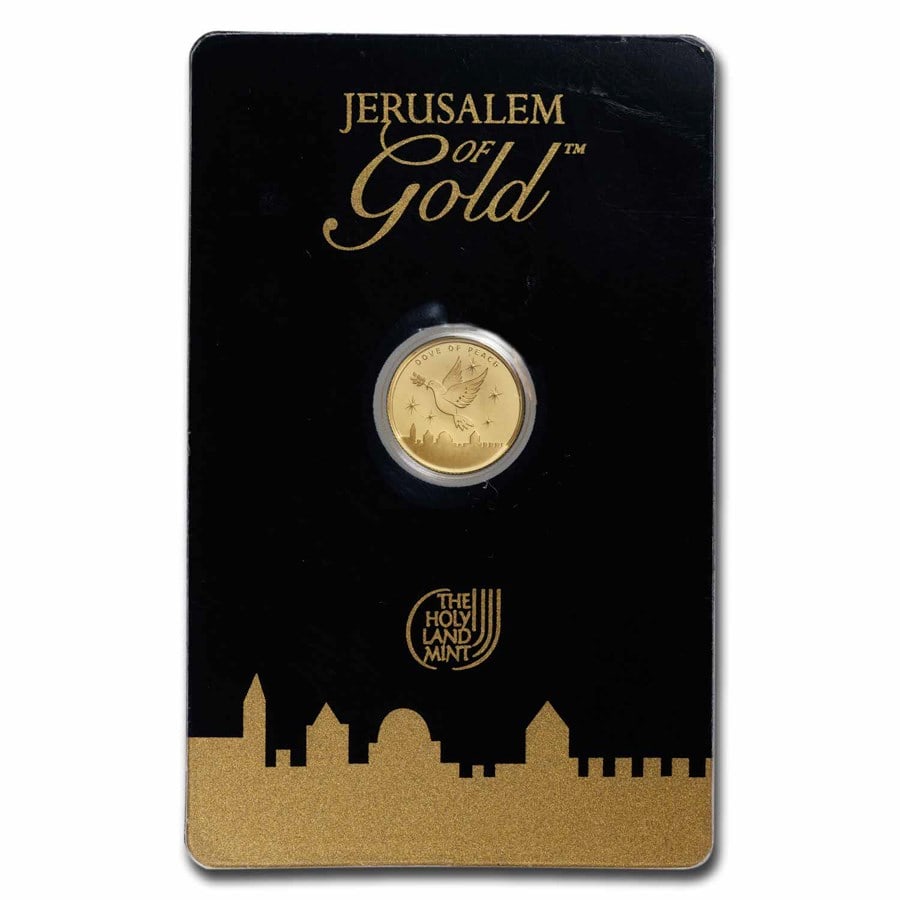 1/25 oz Gold Round - Holy Land Mint Dove of Peace (2023,In Assay): 1/25 oz Gold Round - Holy Land Mint Dove of Peace (2023,In Assay) Product ID: 278108 Year: 2023 Grade: None Grade Service: Assay Card Mint Mark: Not Shown Metal Content: 0.04 troy oz Puri