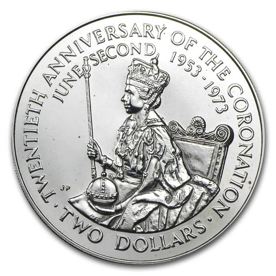 1973 Cook Islands Silver $2 Proof: 1973 Cook Islands Silver $2 Proof Product ID: 14715 Year: 1973 Grade: Proof Grade Service: None Denomination: 2 Dollars Mint Mark: Not Shown Metal Content: 0.7646 troy oz Purity: