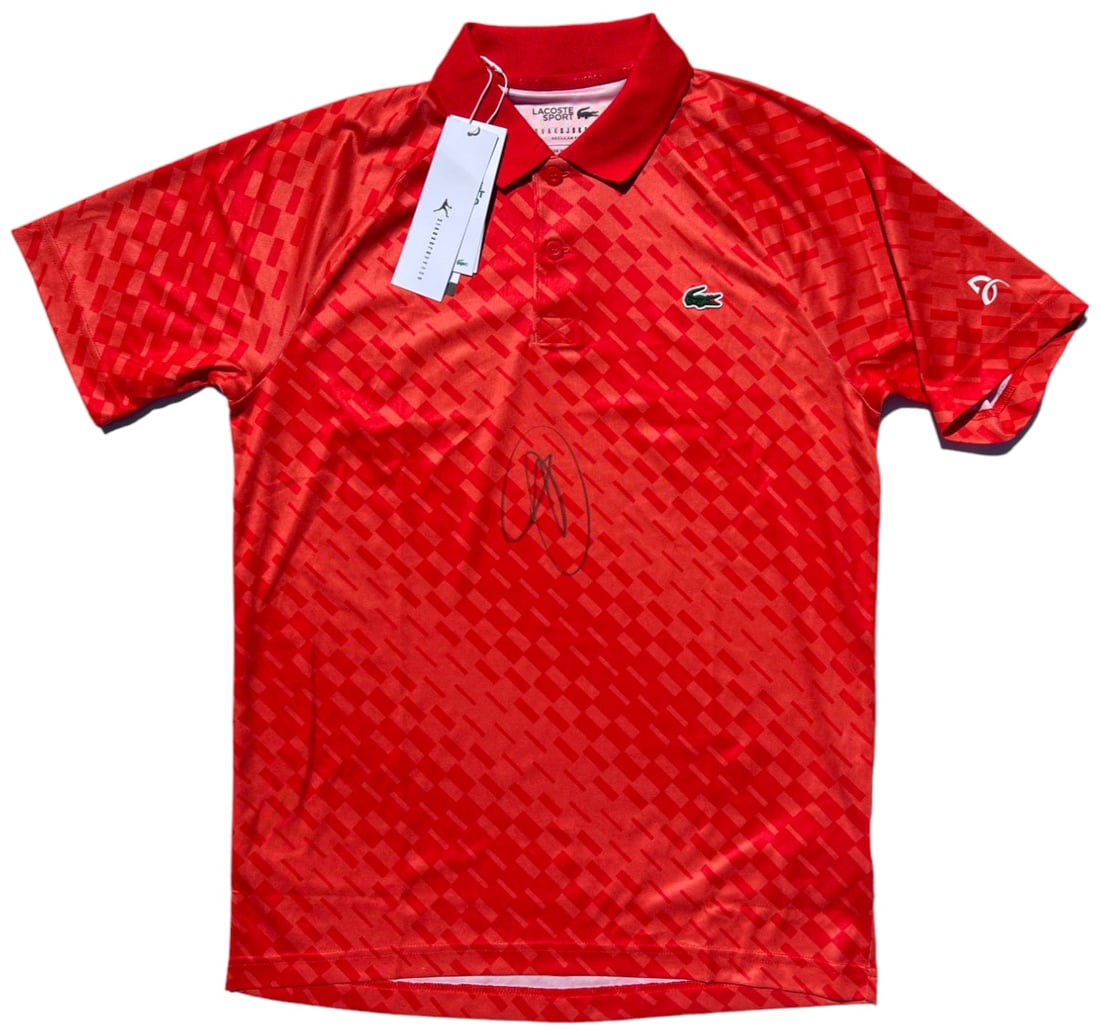 novak djokovic signed lacoste tennis polo shirt wimbledon french us open JSA coa: novak djokovic signed lacoste tennis polo shirt wimbledon french us open JSA coa NOVAK DJOKOVIC SIGNED LACOSTE TENNIS POLO SHIRT WIMBLEDON FRENCH US OPEN JSA COA SKU: RBJ7419737178200