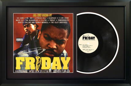 friday"" movie soundtrack genuine vinyl record & cover professionally framed 17.5? x 26.5? wall (1 of 2)