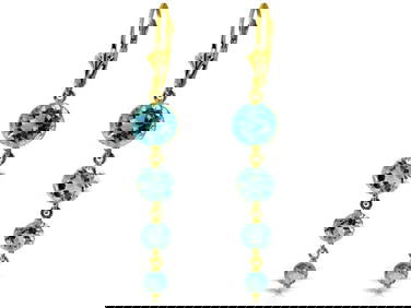 7.8 CTW 14K Solid Gold Drizzle Blue Topaz Earrings (1 of 2)