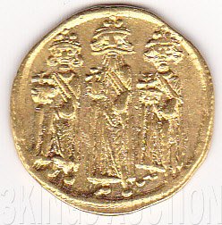 Heraclius Solidus Byzantine Gold: Heraclius Solidus Byzantine Gold **|**|** Heraclius Solidus Byzantine Gold Byzantine solidus under the reign of Heraclius, 610-641 A.D., Constantinople Mint. Obverse: Heeraclius with 2 sons Heraclonas