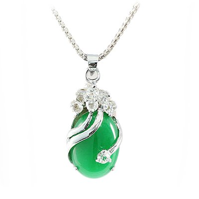 Natural Jade Set Sterling Silver Cubic Zircon Diamonds: Natural Jade Set in Sterling Silver filled with Cubic Zircon Diamonds, 5.57g **|**|** ; MSRP: $300