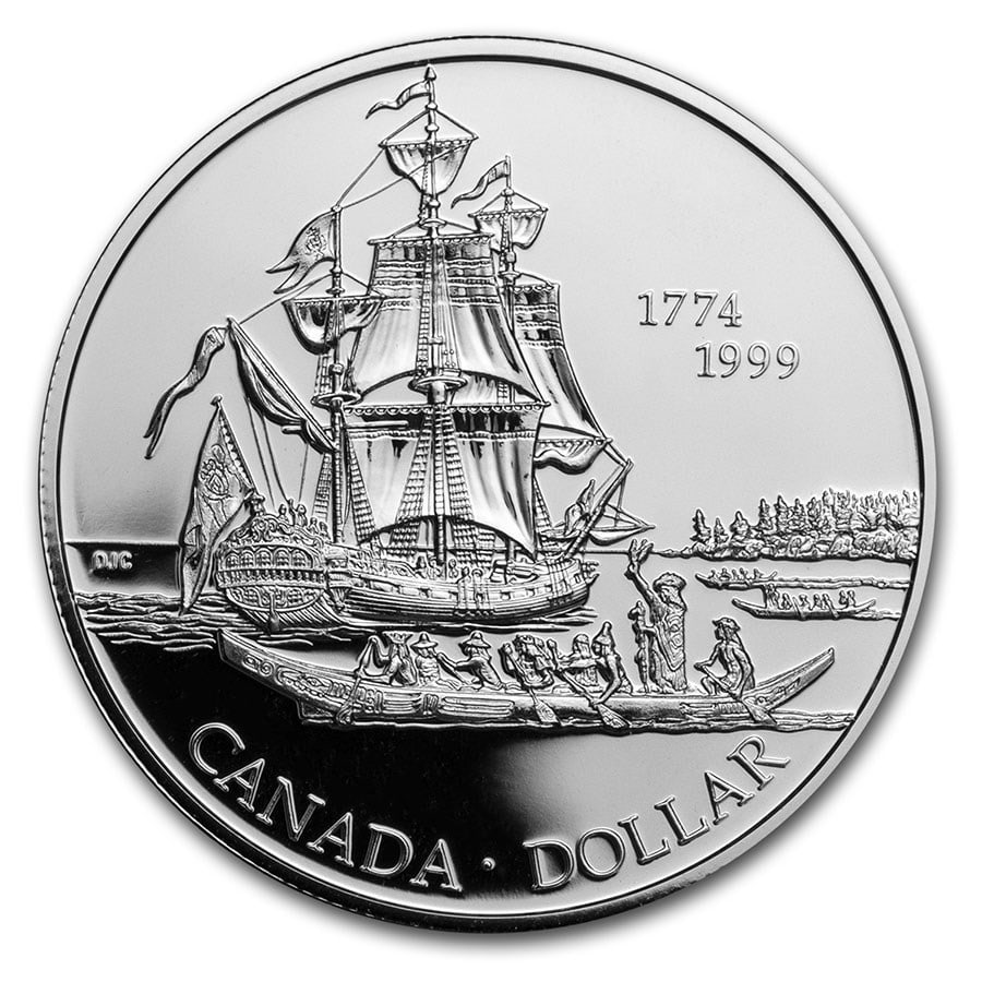 1999 Canada Silver Dollar Proof (Queen Charlotte Islands): 1999 Canada Silver Dollar Proof (Queen Charlotte Islands) Product ID: 225271 Year: 1999 Grade: Proof Grade Service: None Denomination: $1.00 Mint Mark: RCM (Not Shown) Metal Content: 0.74