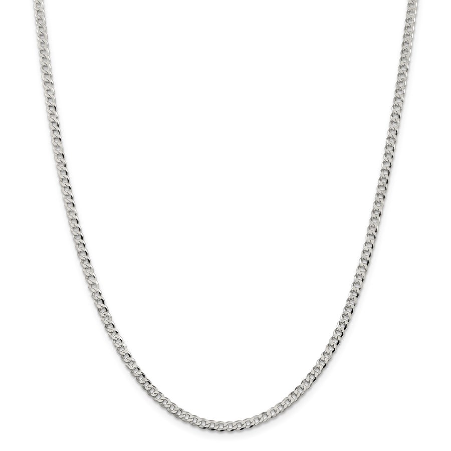 Sterling Silver 3.2 mm Beveled Curb Chain - 24 in.: Sterling Silver 3.2 mm Beveled Curb Chain - 24 in. Product Id: 99774 Metal: Sterling Silver Purity: .925 Length Of Item: 24 in Chain Type: Curb Chain Length: 24 in Chain Width: 3.2 mm <br