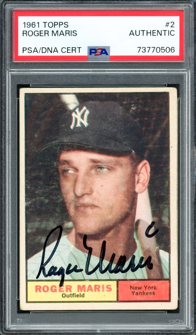 Roger Maris Autographed 1961 Topps Card #2 New York Yankees PSA/DNA #73770506: Roger Maris Autographed 1961 Topps Card #2 New York Yankees PSA/DNA #73770506 Roger Maris Autographed 1961 Topps Card #2 New York Yankees PSA/DNA #73770506 SKU no: RBJ7364941086808