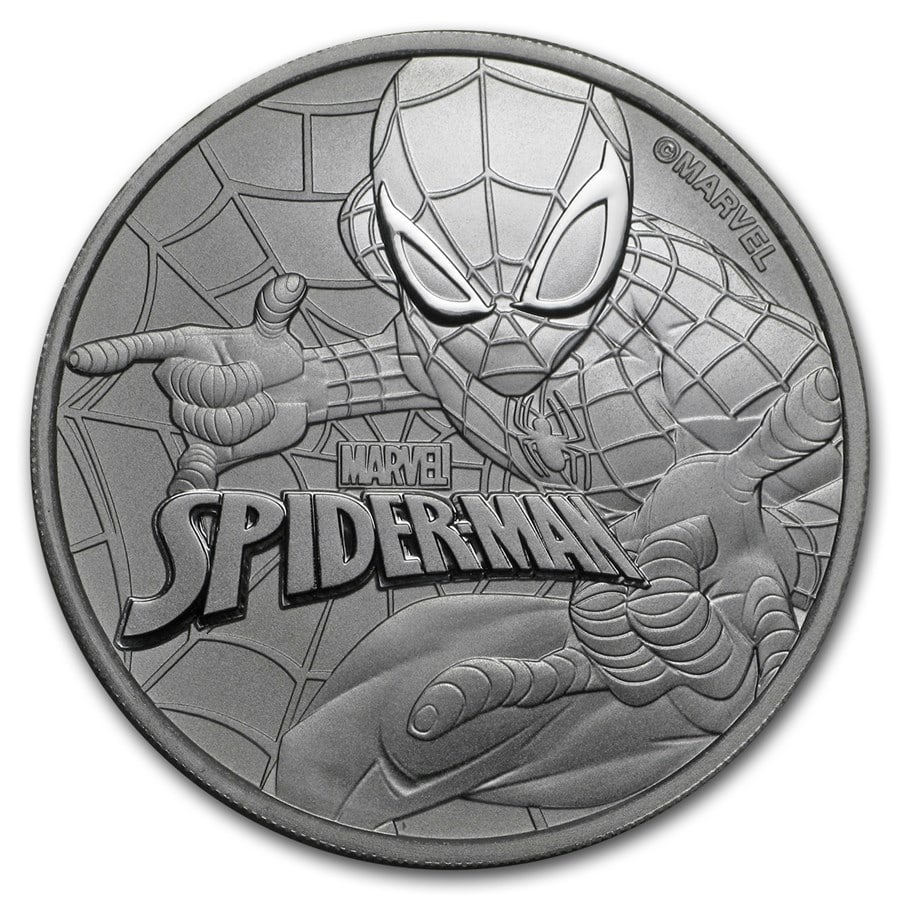2017 Tuvalu 1 oz Silver $1 Marvel Series SPIDERMAN BU: 2017 Tuvalu 1 oz Silver $1 Marvel Series SPIDERMAN BU SKU no: RBJ 151572 Year: 2017 Grade: Brilliant Unc Grade Service: None Denomination: 1 Dollar Mint Mark: Not Shown Metal Content: 1 t
