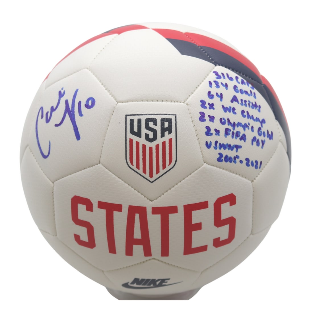 Carli Lloyd USWNT Autographed and Insc. w/ Full USWNT Career Stats Team USA Soccer Ball (CX Auth): Carli Lloyd USWNT Autographed and Insc. w/ Full USWNT Career Stats Team USA Soccer Ball (CX Auth) Carli Lloyd USWNT Autographed and Insc. w/ Full USWNT Career Stats Team USA Soccer Ball (CX Auth). Sta