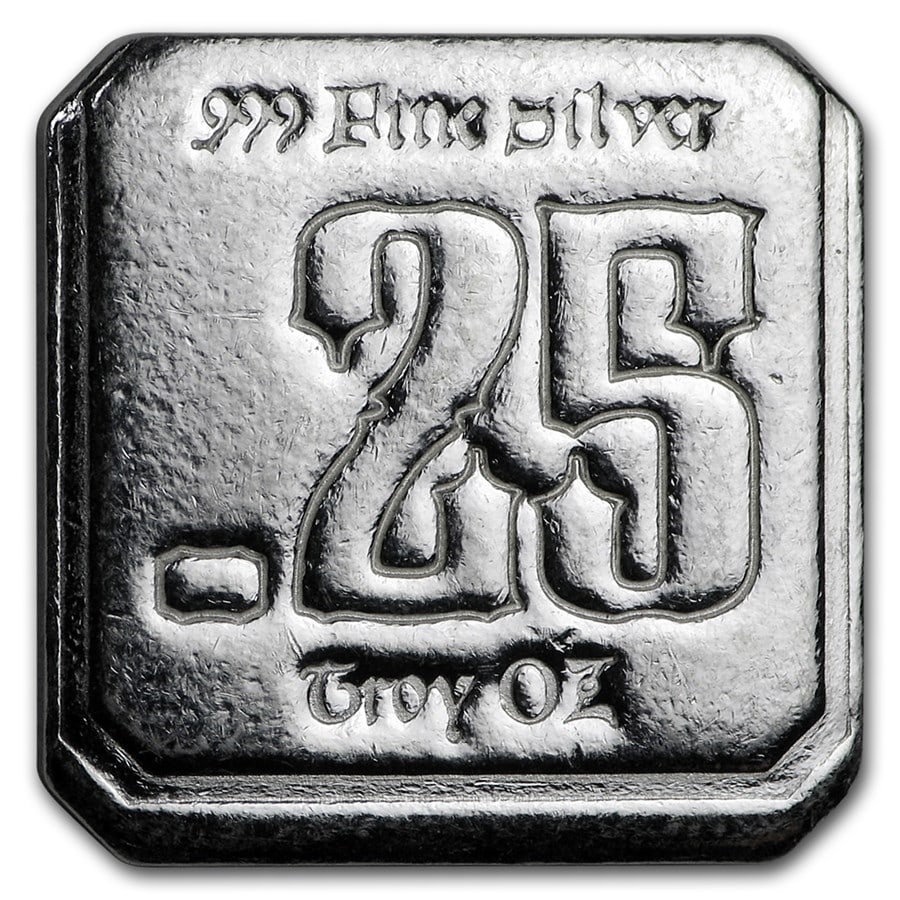 1/4 oz Silver Bar - Secondary Market: 1/4 oz Silver Bar - Secondary Market SKU no: RBJ 59714 Year: N/A Grade: None Grade Service: None Mint Mark: N/A - Not Available Metal Content: 0.25 troy oz Purity: .999 Thickness