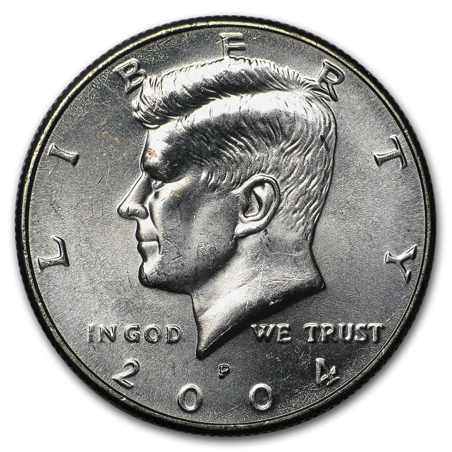2004-P Kennedy Half Dollar BU: 2004-P Kennedy Half Dollar BU SKU no: RBJ 6079 Year: 2004 Grade: Brilliant Unc Grade Service: None Denomination: 50 Cents Mint Mark: P - Philadelphia Metal Content: 0 troy oz Pur