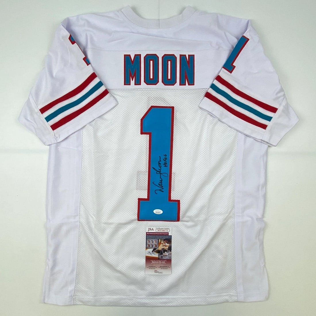 autographed/signed warren moon HOF 06 houston white football jersey JSA COA: autographed/signed warren moon HOF 06 houston white football jersey JSA COA Autographed/Signed Warren Moon HOF 06 Houston White Football Jersey JSA COA SKU no: RBJ7424104005720