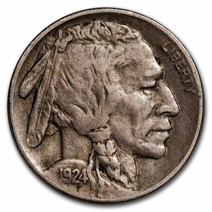 1924 Buffalo Nickel XF: 1924 Buffalo Nickel XF SKU no: RBJ 26170 Year: 1924 Grade: Extra Fine Grade Service: None Denomination: $0.05 Mint Mark: P - Philadelphia (Not Shown) Metal Content: 0 troy oz Pur