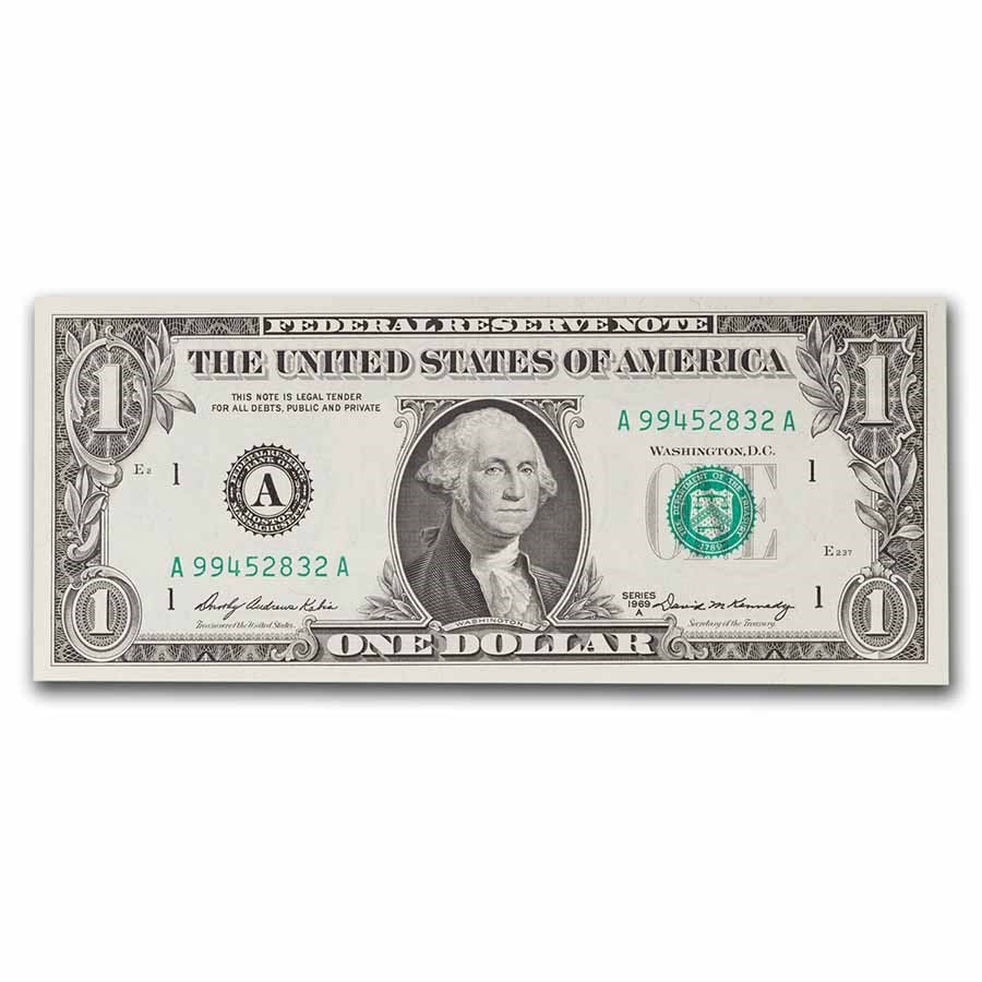 1969-A (A-Boston) $1.00 FRN CU (Fr#1904-A): 1969-A (A-Boston) $1.00 FRN CU (Fr#1904-A) SKU no: RBJ 18115 Year: 1969 Grade: (U) Crisp Unc Grade Service: None Denomination: 1 Dollar Mint Mark: A - Boston Metal Content: 0 troy oz