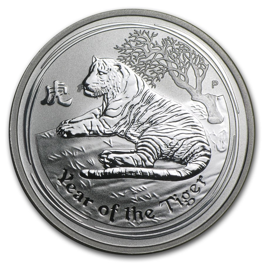 2010 Australia 1/2 oz Silver Year of the Tiger BU (Series II): 2010 Australia 1/2 oz Silver Year of the Tiger BU (Series II) SKU no: RBJ 54873 Year: 2010 Grade: Brilliant Unc Grade Service: None Denomination: 50 Cents Mint Mark: P - Perth Metal Conte