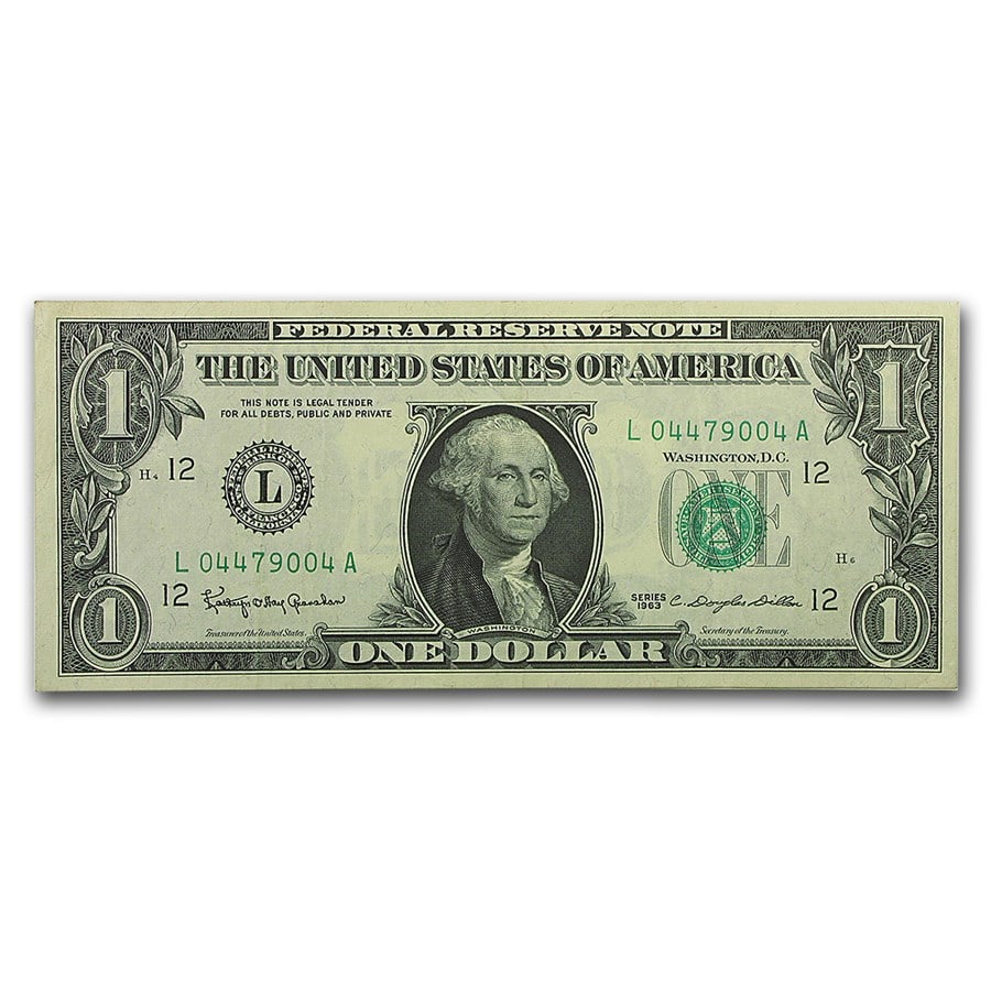 1963-Present $1.00 FRN AU (Random District): 1963-Present $1.00 FRN AU (Random District) SKU no: RBJ18353 Year: 1963 Grade: Almost Unc Grade Service: None Denomination: 1 Dollar Mint Mark: Varies Metal Content: 0 troy oz Pu