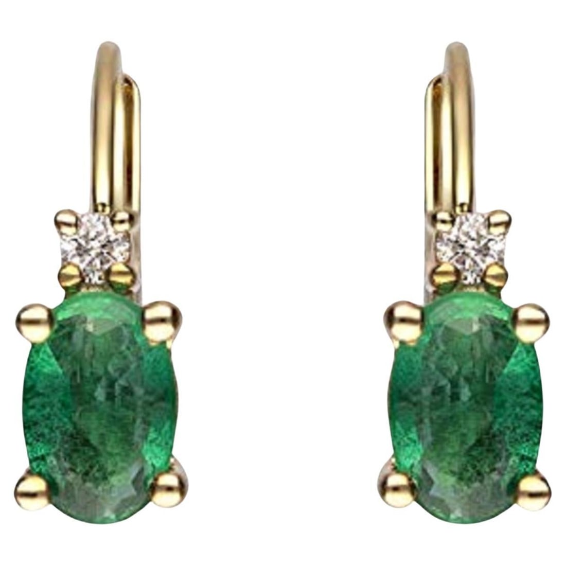 Gin & Grace 10KY Gold Zambian Emerald Earrings with Natural Diamond For Women: Gin & Grace 10KY Gold Zambian Emerald Earrings with Natural Diamond For Women Metal: 10k Gold, Yellow Gold Stone: Diamond, Emerald Stone Cut: Oval Cut Weight: 1 g Style: Art Deco Place of Origin:
