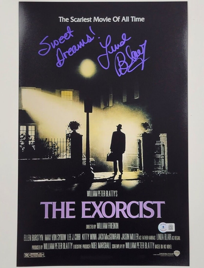 Linda Blair autograph Regan signed Exorcist: Linda Blair autograph Regan signed Exorcist Linda Blair autograph Regan signed Exorcist 11x17 movie poster photo ~ BAS Holo SKU no: 7359894618200