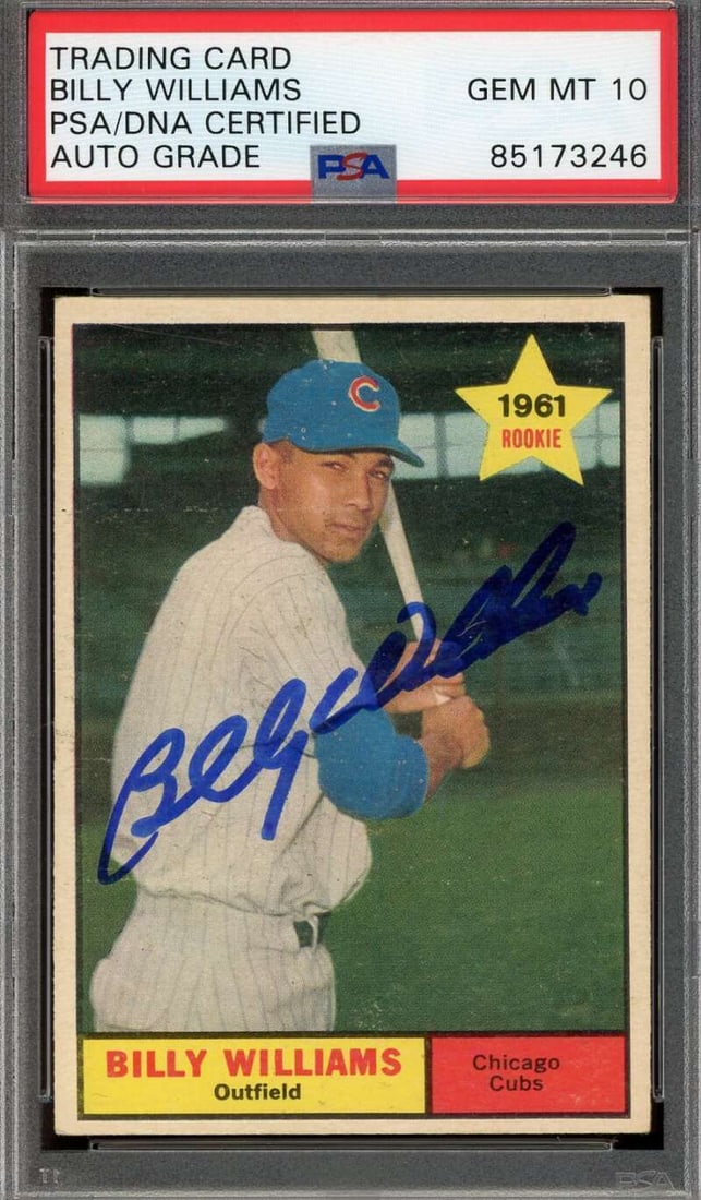 billy williams GEM mint 10 PSA: billy williams GEM mint 10 PSA Billy Williams Gem Mint 10 PSA DNA Signed 1961 Topps Rookie Autograph 5 SKU no: 7581633445976