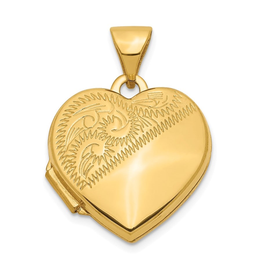 14k Yellow Gold 15 mm Heart: Details: 14k Yellow Gold 15 mm Heart Locket SKU no: RBJ202477 Metal: Gold Purity: 14K Metal Weight: 1.15 GM