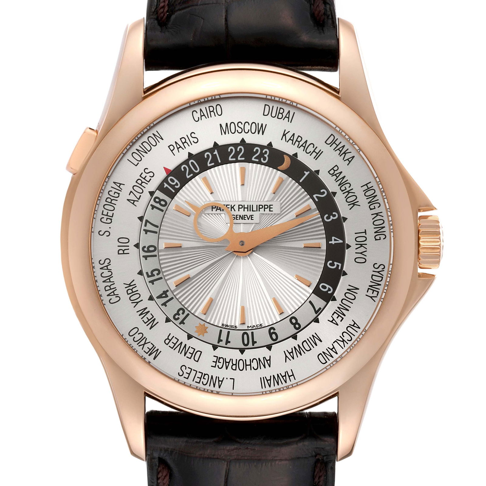 Patek Philippe World Time Complications: Patek Philippe World Time Complications SKU no: RBJ60508 Brand: Patek Philippe Model Name: Patek Philippe World Time Complications Rose Gold Watch 5130 Model Number: 5130R-001 Serial Number: 447xxxx <