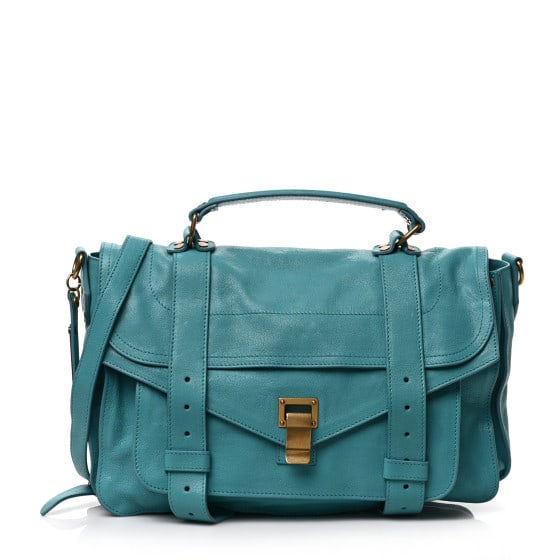 Proenza Schouler Lambskin Medium PS1: Proenza Schouler Lambskin Medium PS1 Satchel Emerald SKU no: RBJ1354081 Brand: PROENZA SCHOULER Condition: Very Good Condition Details: Exterior: Creases, structure wear, faint corner wear, Handle: Cr