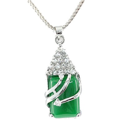 Natural Jade Set Sterling Silver Cubic Zircon Diamonds: Natural Jade Set in Sterling Silver filled with Cubic Zircon Diamonds, 6.33g **|**|** ; MSRP: $300