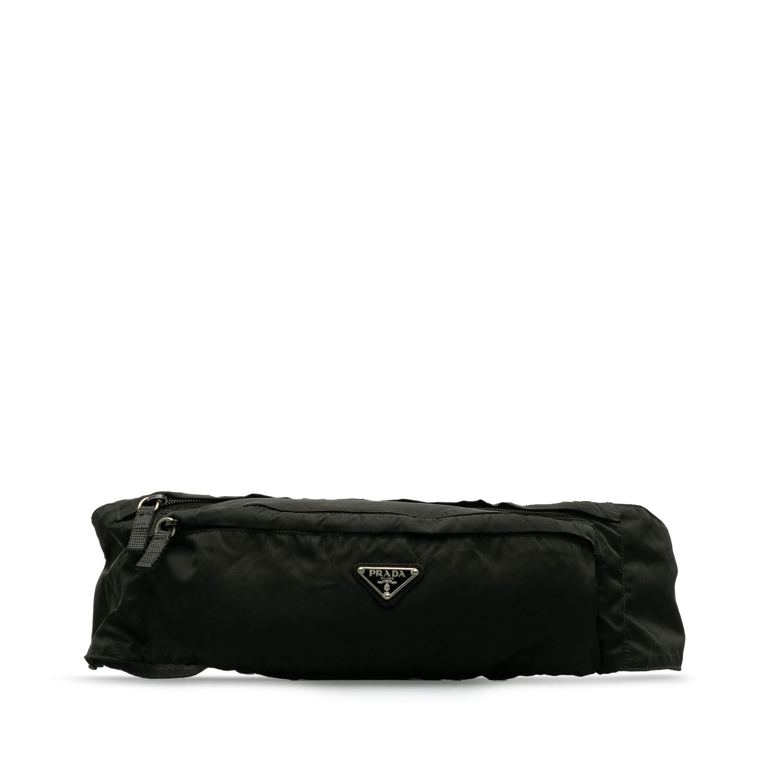 Prada Tessuto Belt Bag: Prada Tessuto Belt Bag Condition Quality: Exterior Front stained with Other. Exterior Back stained with Other. Exterior Bottom stained with Other. Exterior Handle Creased. Exterior Pocket stained with