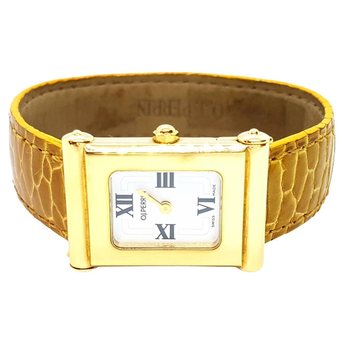 O.J. Perrin Watch Milady Yellow: O.J. Perrin Watch Milady Yellow Brand: O.J. Perrin Case Material: Yellow Gold Weight: 19.95 g Case Dimensions: Height: 6.89 in (175 mm) Width: 0.6 in (15 mm) Length: 2.05 in (52 mm) Place of Origin: F