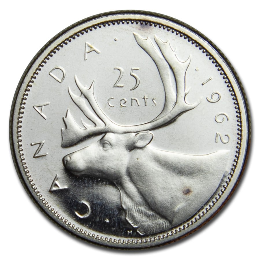 1962 Canada Silver 25 Cents BU/Prooflike: 1962 Canada Silver 25 Cents BU/Prooflike SKU no: RBJ178454 Year: 1962 Grade: BU &/or Proof Grade Service: None Denomination: $0.25 Mint Mark: RCM (Not Shown) Metal Content: 0.15 troy oz <