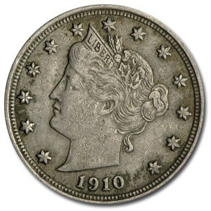 1910 Liberty Head V Nickel VF: 1910 Liberty Head V Nickel VF SKU no: RBJ1845 Year: 1910 Grade: Very Fine Grade Service: None Denomination: $0.05 Mint Mark: P - Philadelphia (Not Shown) Metal Content: 0 troy oz