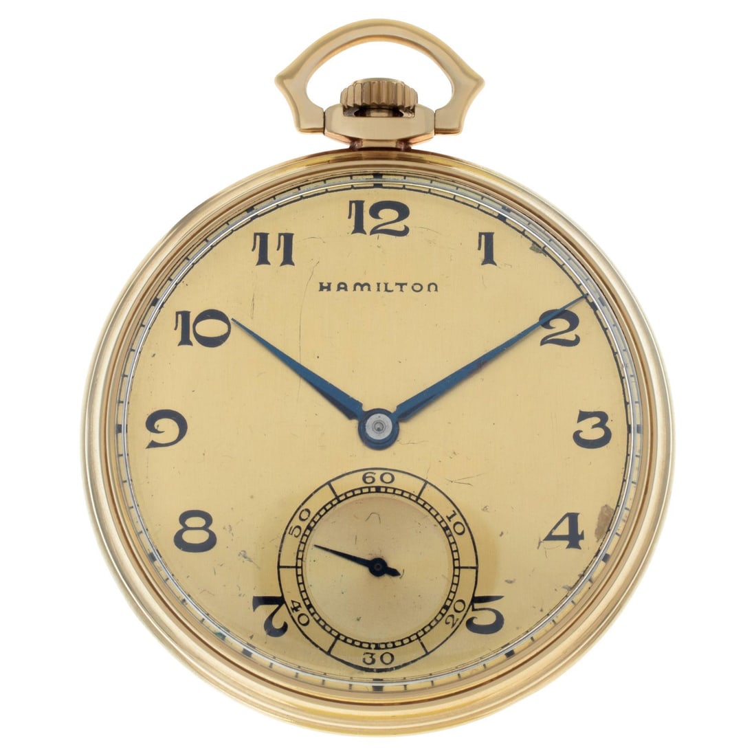 Hamilton Pocket Watch 18k Yellow: Hamilton Pocket Watch 18k Yellow Brand: Hamilton Case Material: Yellow Gold Case Dimensions: Height: 1.74 in (44 mm) Width: 1.74 in (44 mm) Period: 1950-1959 Date of Manufacture: 1950 Condition: E