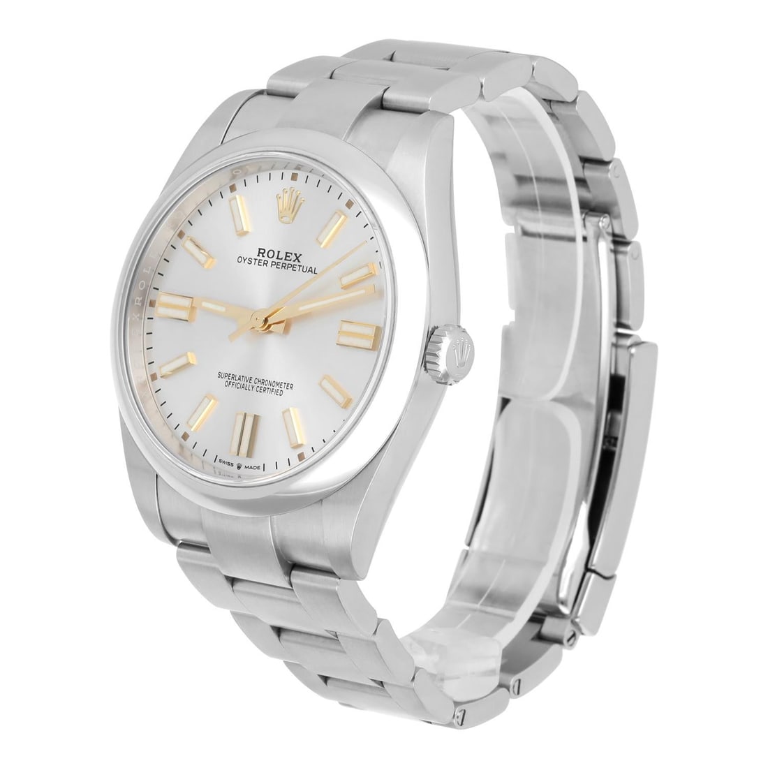 Rolex 124300 Oyster Perpetual 41: Rolex 124300 Oyster Perpetual 41 Silver Dial Stainless Steel Watch Brand: Rolex Design: Oyster Perpetual Watch Case Material: Stainless Steel Strap Material: Stainless Steel Case Shape: Round Mov
