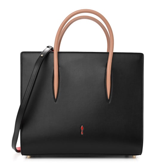 Christian Louboutin Calfskin Patent Leopard: Christian Louboutin Calfskin Patent Leopard Spiked Large Paloma Black SKU no: RBJ1363759 Brand: CHRISTIAN LOUBOUTIN Condition: Excellent Condition Details: Handle: Creases, Exterior: Imprints, faint s