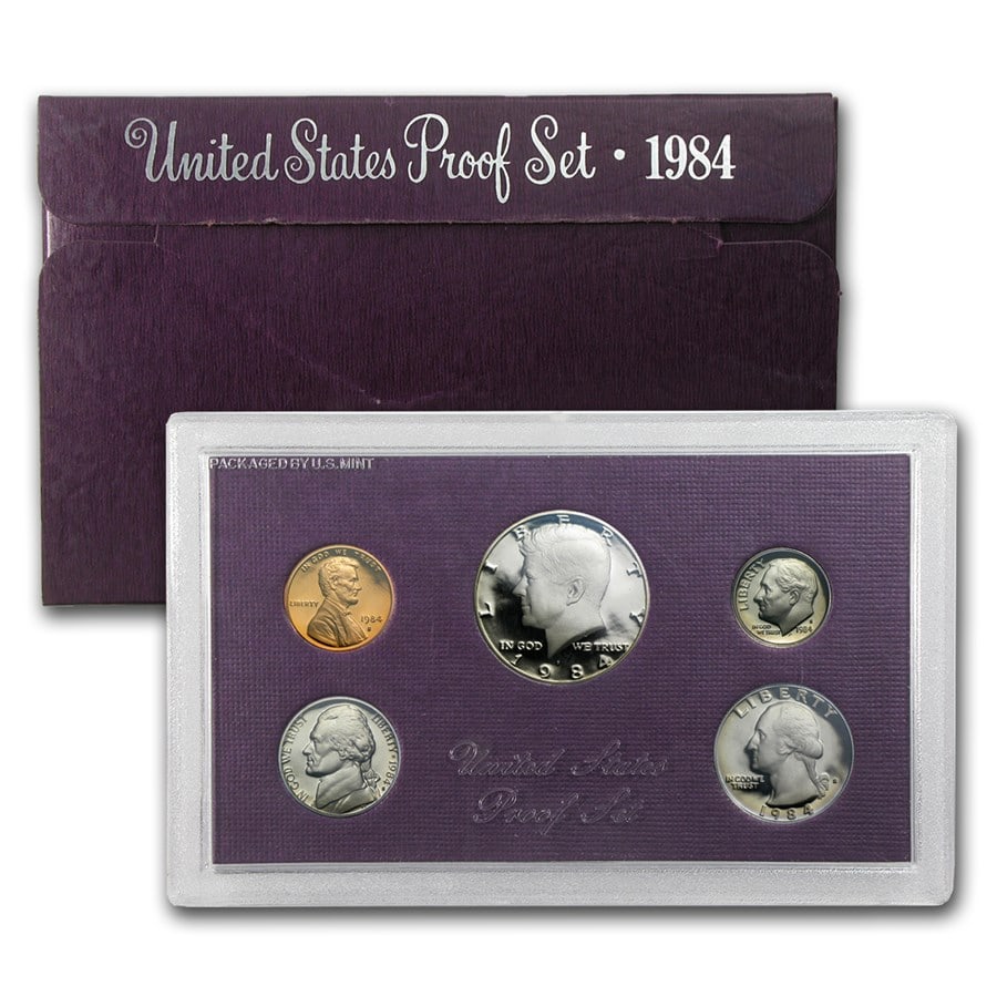1984-S U.S. Proof Set: 1984-S U.S. Proof Set SKU n: RBJ1164 Year: 1984 Grade: Proof Grade Service: None Denomination: Varies Mint Mark: S - San Francisco Metal Content: 0 troy oz Purity: Other