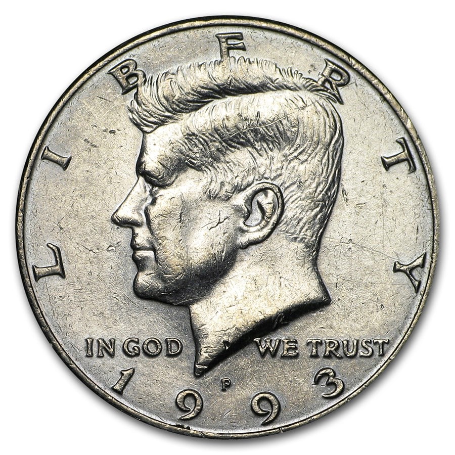 1993-P Kennedy Half Dollar BU: 1993-P Kennedy Half Dollar BU SKU n: RBJ6057 Year: 1993 Grade: Brilliant Unc Grade Service: None Denomination: 50 Cents Mint Mark: P - Philadelphia Metal Content: 0 troy oz Purit