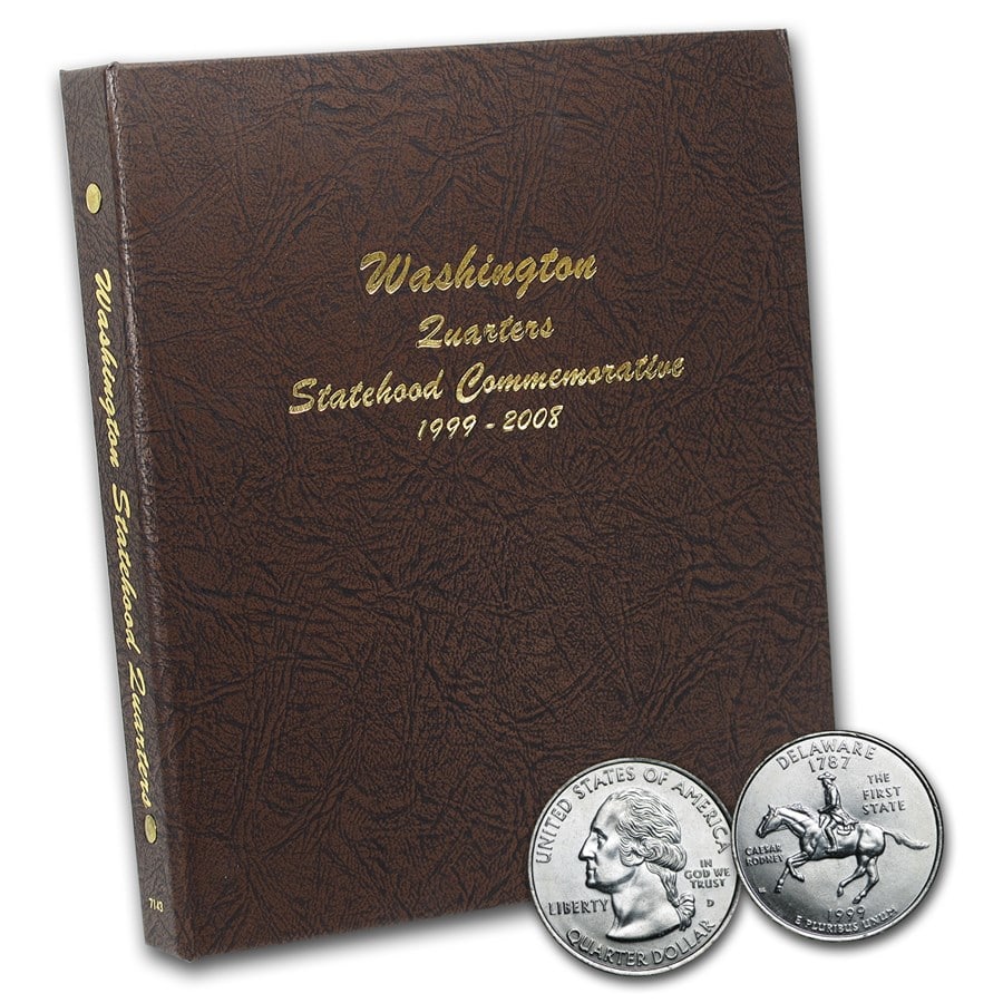 1999-2008 100-coin 50 State Quarter: 1999-2008 100-coin 50 State Quarter P & D Set (Dansco Album) SKU n: RBJ96216 Year: Set Grade: Brilliant Unc Grade Service: None Denomination: 25 Cents Mint Mark: Varies Metal Content: 0 t