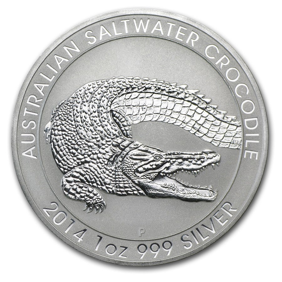 2014 Australia 1 oz Silver: 2014 Australia 1 oz Silver Saltwater Crocodile BU SKU n: RBJ83319 Year: 2014 Grade: Brilliant Unc Grade Service: None Denomination: $1.00 Mint Mark: P - Perth Metal Content: 1 troy oz