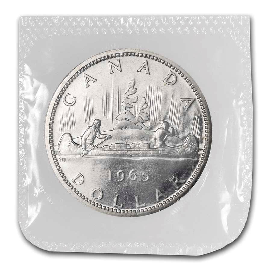 1958-1967 Canada Silver Dollar BU/Prooflike: 1958-1967 Canada Silver Dollar BU/Prooflike (Sealed) SKU n: RBJ231415 Year: Random Grade: BU &/or Proof Grade Service: None Denomination: $1.00 Mint Mark: RCM (Not Shown) Metal Content: 0