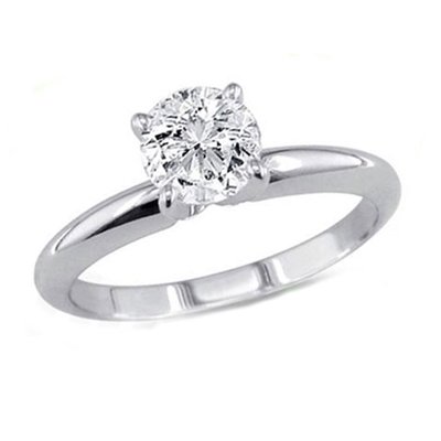 0.85 ct Round cut Diamond Solitaire Ring, I-J, SI2: 0.85 ct Round cut Diamond Solitaire Ring, I-J, SI2 **|**|** Diamond count: 1 ROUND CUT Diamond weight: 0.85ctw Diamond color: I-J Diamond clarity: SI2 Metal: 14K White Gold Ring size: 6.5 Availability