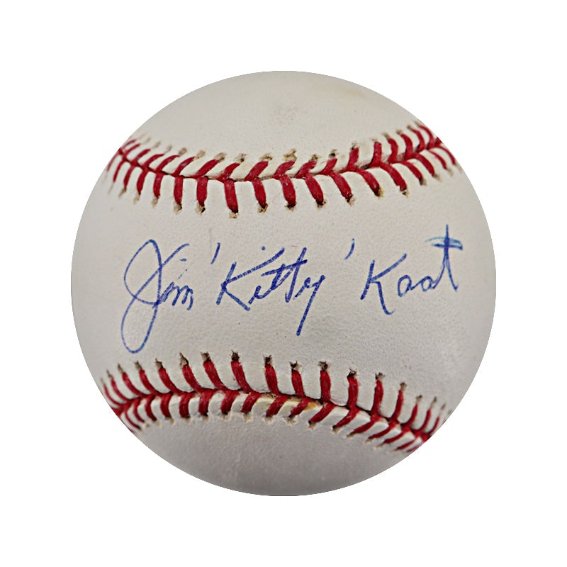 jim "kitty" kaat autographed bud: jim "kitty" kaat autographed bud selig OML baseball (steiner) Jim "Kitty" Kaat Autographed Bud Selig OML Baseball (Steiner) Ball has some staining/spotting SKU no: RBJ7485817192536