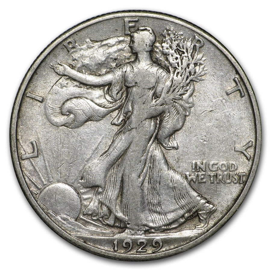 1929-S Walking Liberty Half Dollar: 1929-S Walking Liberty Half Dollar VF SKU no: RBJ2536 Year: 1929 Grade: Very Fine Grade Service: None Denomination: $0.50 Mint Mark: S - San Francisco Metal Content: 0.3575 troy oz