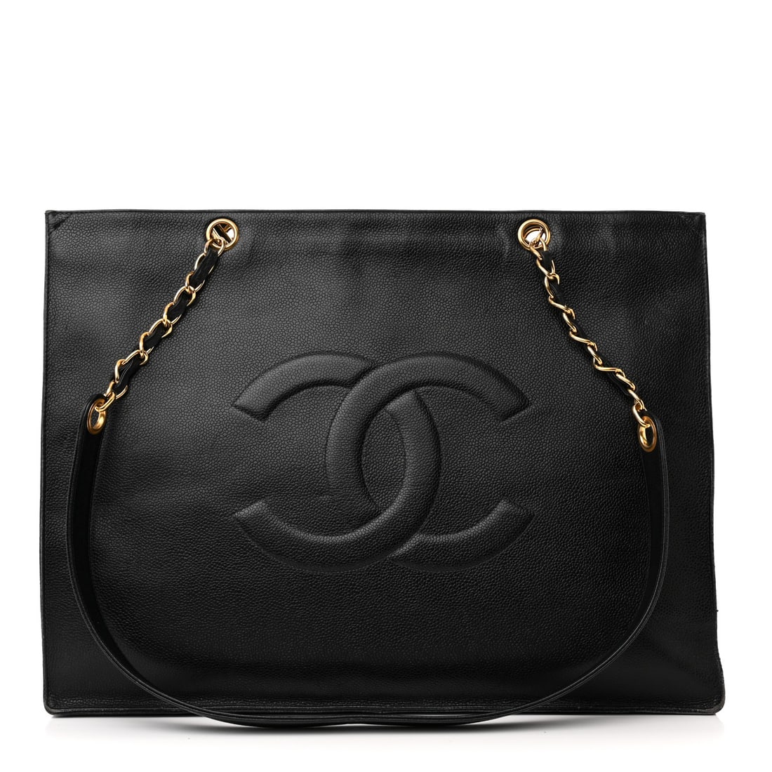 Caviar CC Shopper Tote Black: Chanel Caviar CC Shopper Tote Black Brand: CHANEL Condition: Very Good Condition Details: Exterior: Creases, scuffs, structure wear, edge wear, substantial corner wear, Handle: Edge wear, creases, scu