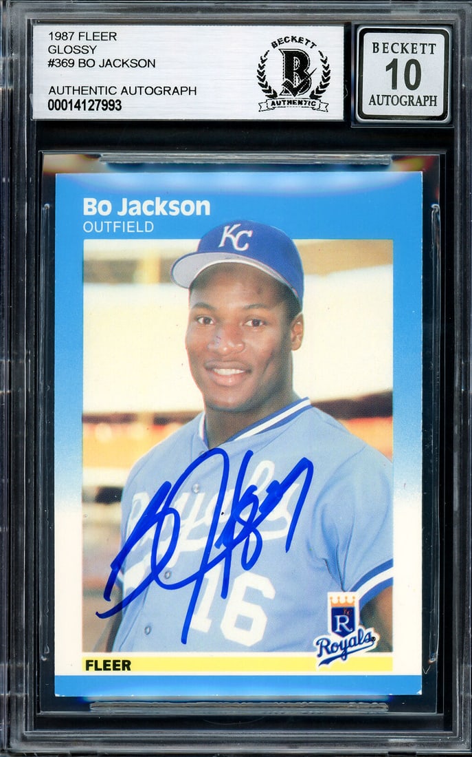 BO JACKSON AUTOGRAPHED 1987 FLEER: BO JACKSON AUTOGRAPHED 1987 FLEER GLOSSY RC ROYALS GEM 10 AUTO BECKETT 205725 BO JACKSON AUTOGRAPHED 1987 FLEER GLOSSY RC ROYALS GEM 10 AUTO BECKETT 205725 SKU no: RBJ7347980795992