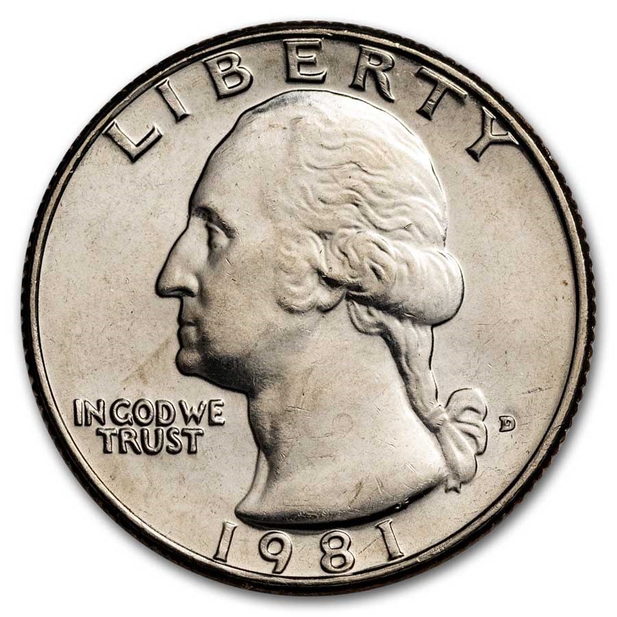 1981-D Washington Quarter 40-Coin Roll: 1981-D Washington Quarter 40-Coin Roll BU SKU no: RBJ38533 Year: 1981 Grade: Brilliant Unc Grade Service: None Denomination: 25 Cents Mint Mark: D - Denver Metal Content: 0 troy oz
